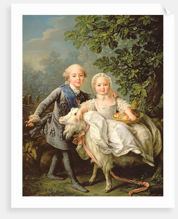 Portrait of Charles Philippe of France and his sister Marie Adelaide 1763 by Francois-Hubert Drouais