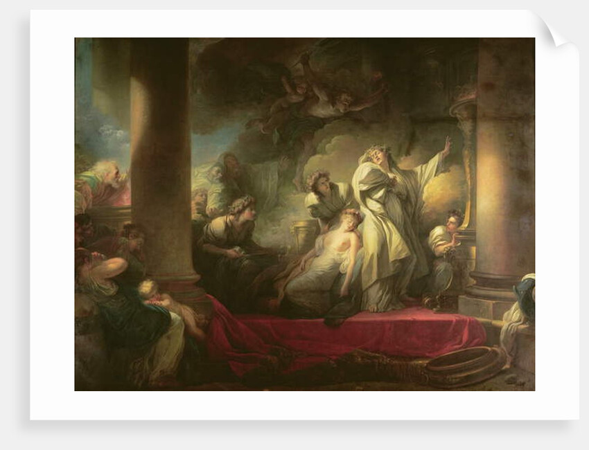 High Priest Coresus Sacrificing Himself to Save Callirhoe, scene from 'Description of Greece' by Pausanias 1765 by Jean-Honore Fragonard