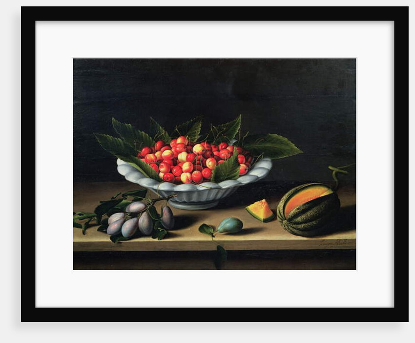 A Bowl of Cherries with Plums and a Melon, 1635 by Louise Moillon