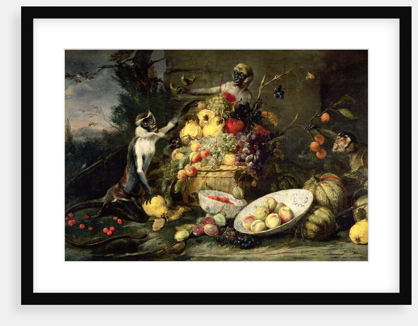 Three Monkeys Stealing Fruit by Frans Snyders or Snijders
