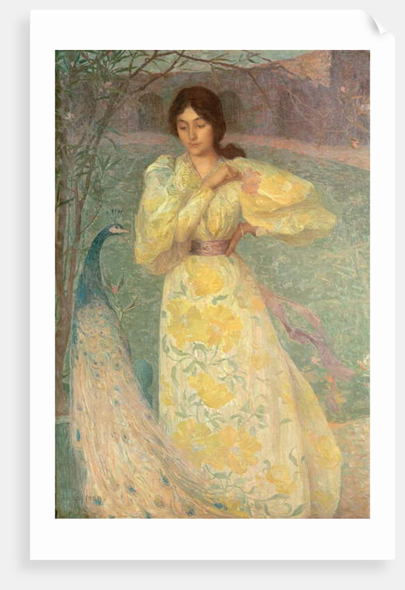 Young Girl with a Peacock by Edmond-Francois Aman-Jean