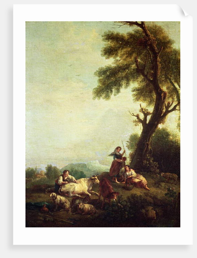 Landscape with Peasants Watching a Herd of Cattle by Francesco Zuccarelli