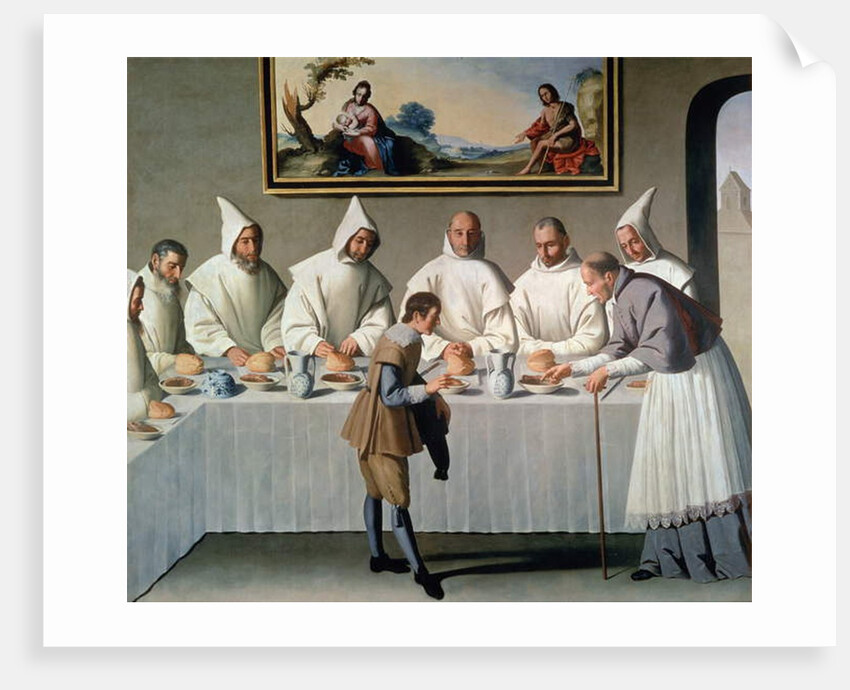 St. Hugh of Cluny in the Refectory of the Carthusians, 1633 by Francisco de Zurbaran