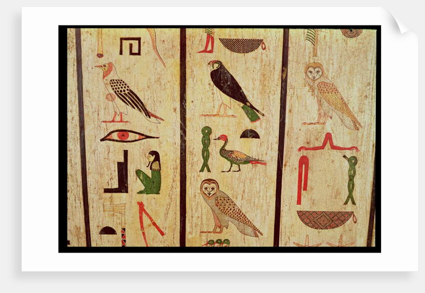 The sarcophagus of Psamtik I detail of hieroglyphics, Late Period by Egyptian 26th Dynasty