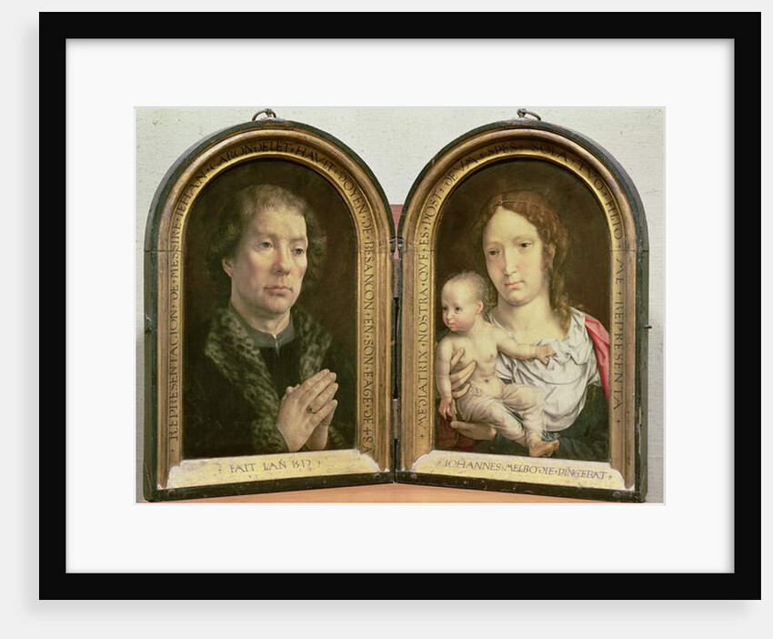 The Carondelet Diptych; Portrait of Jean Carondelet Dean of Besancon Church, and councillor to Charles V; Madonna and Child, 1517 by Jan Gossaert