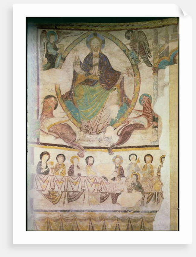 Christ in Majesty with Four Evangelical Symbols and the Last Supper, c.1200 by French School