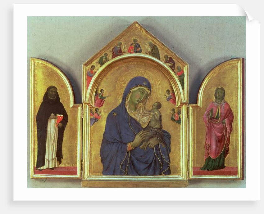 Madonna and Child with Saints Dominic, Aurea and Patriarchs and Prophets c.1312-15 by Duccio di Buoninsegna