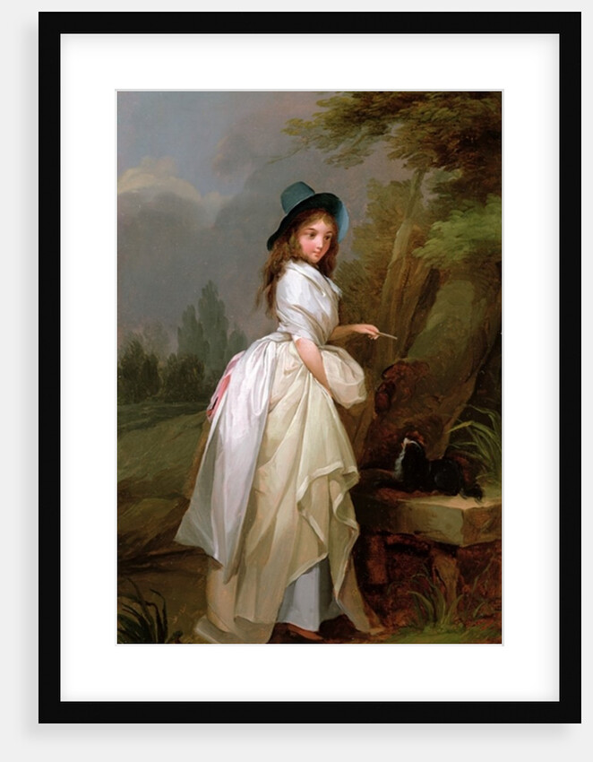 A Young Woman inscribing a Tree by Louis Leopold Boilly