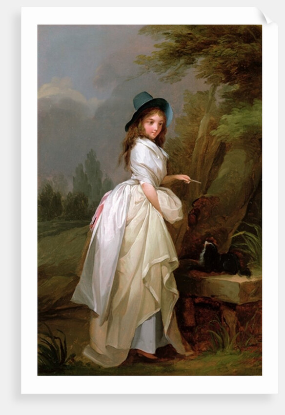 A Young Woman inscribing a Tree by Louis Leopold Boilly