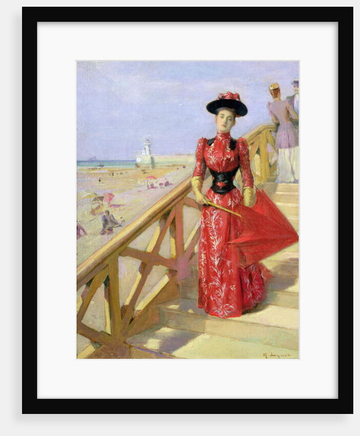 Woman Walking Down Steps on to a Beach by Albert Lynch
