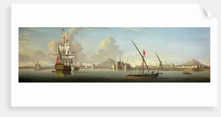 An Extensive View of the Port of Alexandria with a British Man O'War at Anchor by J. Cook