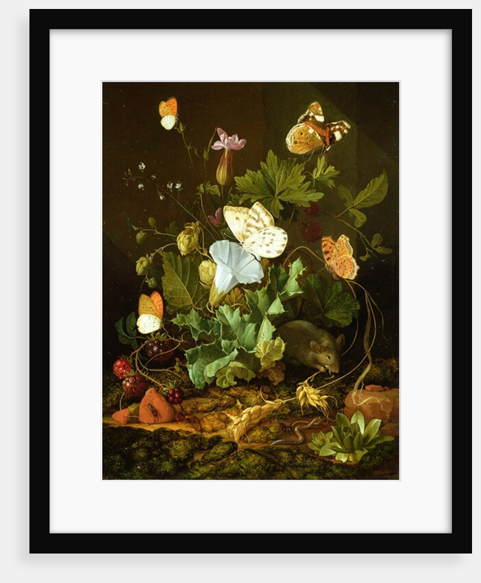 Still Life of a Forest Floor with Flowers, a Mouse and Butterflies by Elias van den Broeck