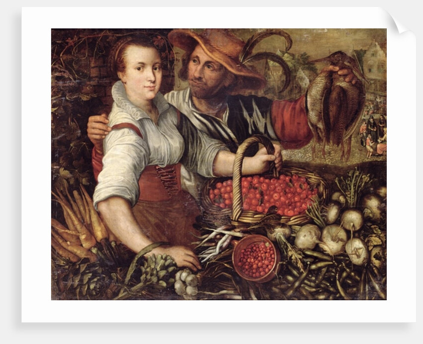 A Market Scene with Fruit and Vegetable Sellers by Frederick van Valkenborch