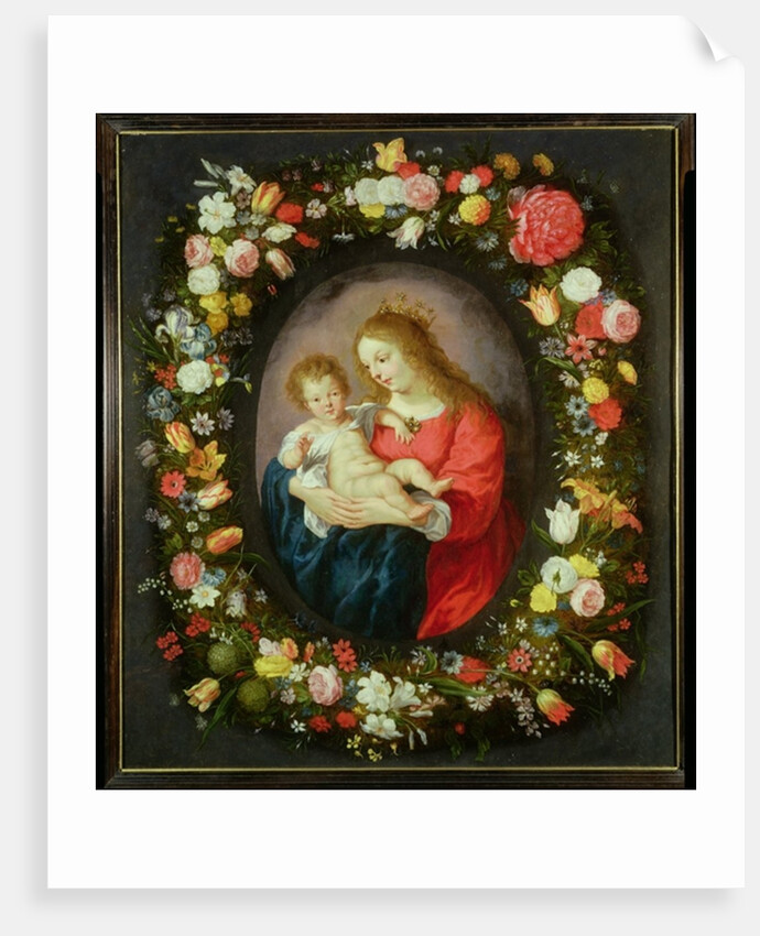 Madonna and Child in a Garland of Flowers by Vincent Sellaer
