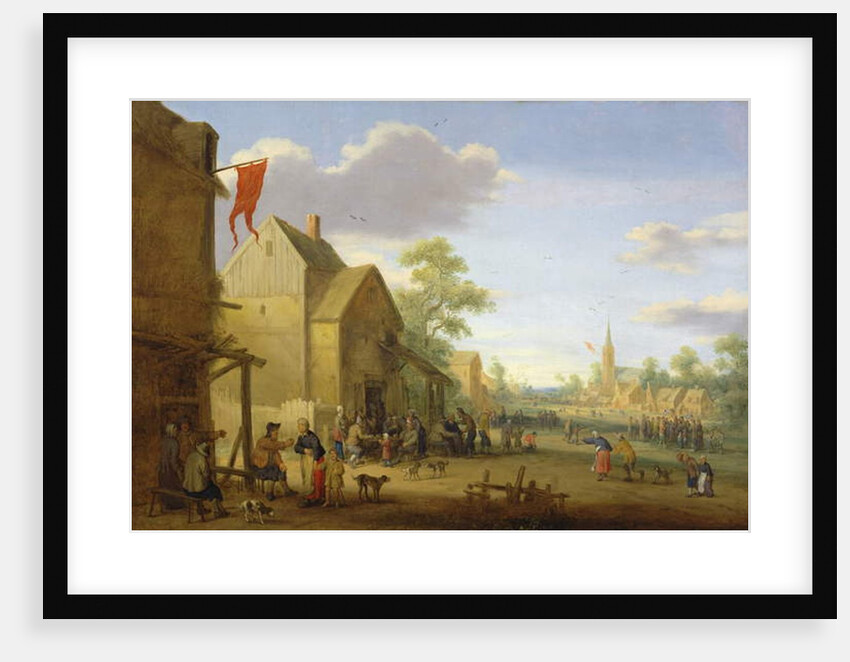 A village meeting with figures gathered in the street, 1624 by Joost Cornelisz Droochsloot