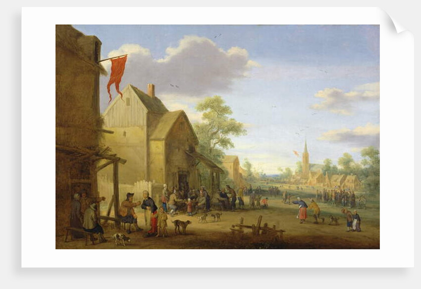 A village meeting with figures gathered in the street, 1624 by Joost Cornelisz Droochsloot