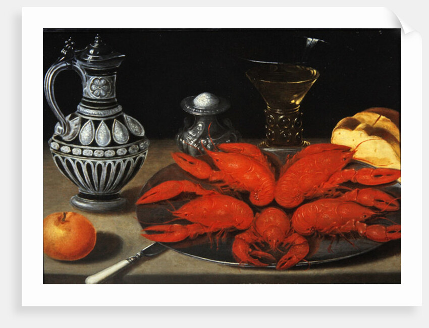Crayfish on a pewter plate by Gotthardt von Wedig