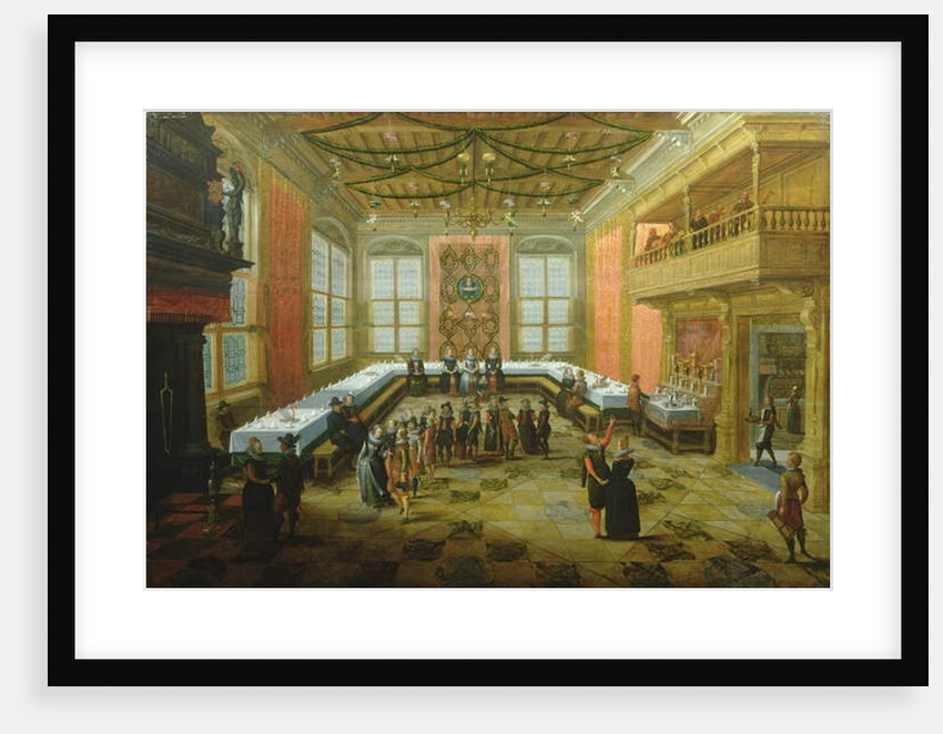 Elegant Figures Congregating in a Banqueting Hall by Louis de Caullery