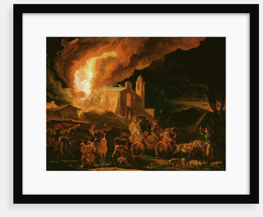 Soldiers Sacking a Burning Monastery by Abraham Danielsz. Hondius