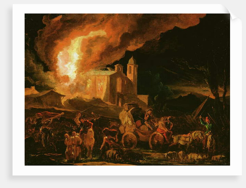 Soldiers Sacking a Burning Monastery by Abraham Danielsz. Hondius