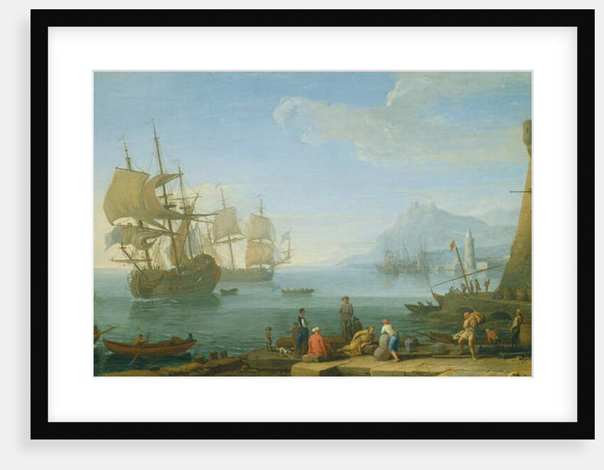Mediterranean harbour scene by Adrien Manglard