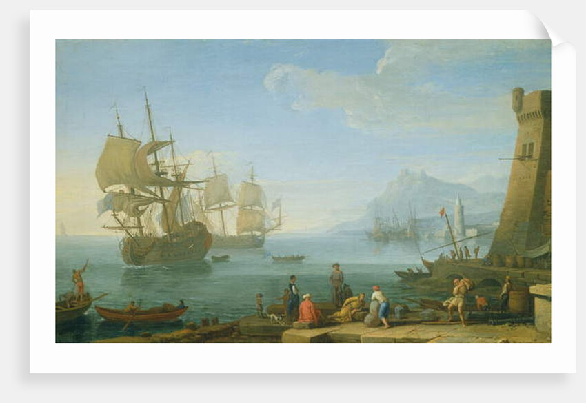 Mediterranean harbour scene by Adrien Manglard