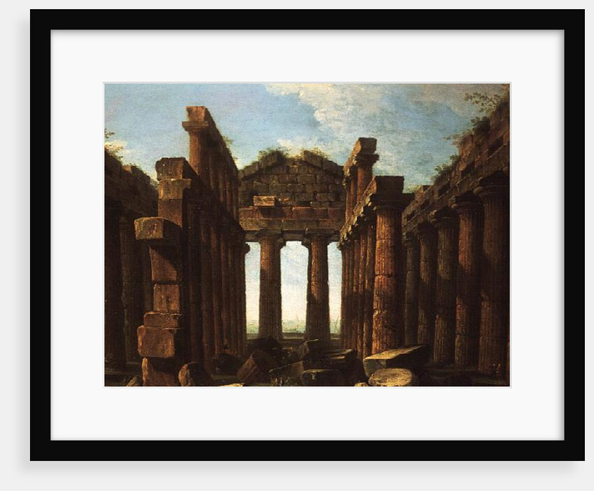 Figures Admiring the Temple of Neptune at Paestum, 18th century by Antonio Joli