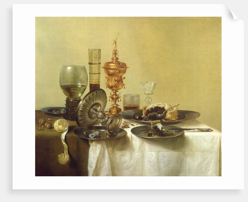 A Still Life with Glasses, Plates and Food, 1638 by Willem Claesz. Heda