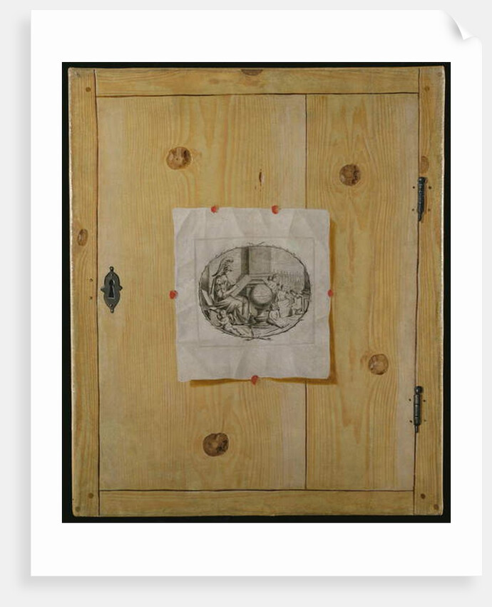 A Trompe l'Oeil of a Cabinet Door with an Engraving by German School