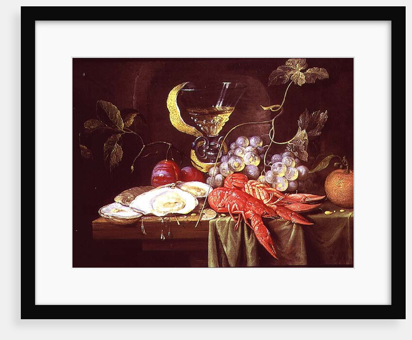 Still life with lobster, oysters and fruit by Alexander Coosemans