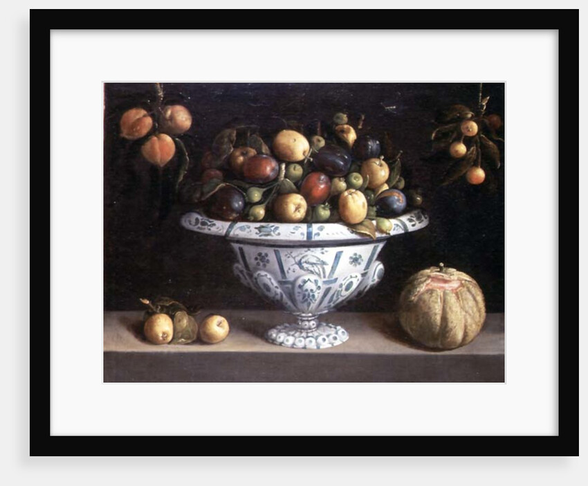 Still life of fruit in a blue and white bowl, c.1630 by Spanish School