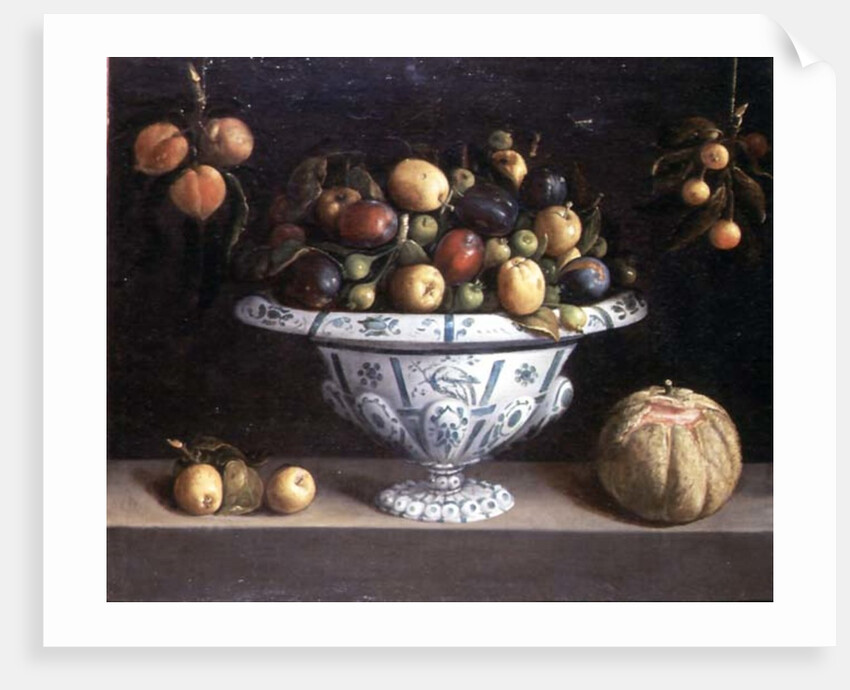 Still life of fruit in a blue and white bowl, c.1630 by Spanish School