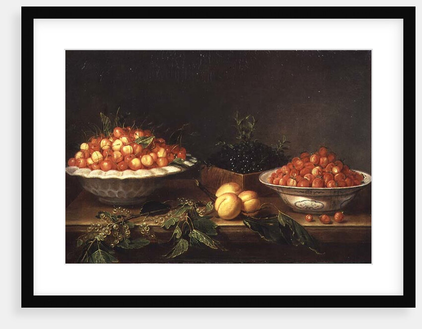 Still-life with fruit in porcelain dishes and a wooden box by Joseph Plepp
