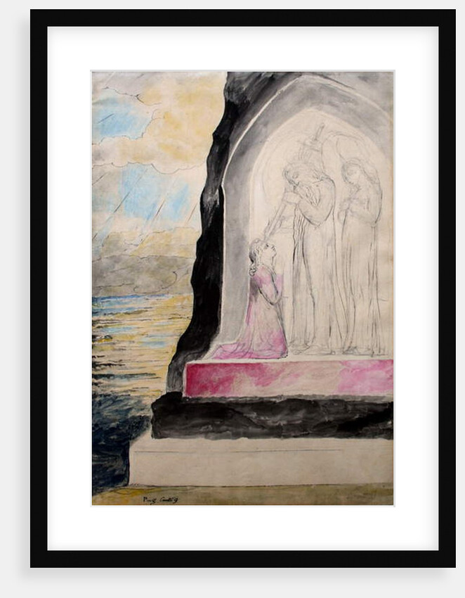 The Angel with the Sword marking Dante with the Sevenfold' by William Blake