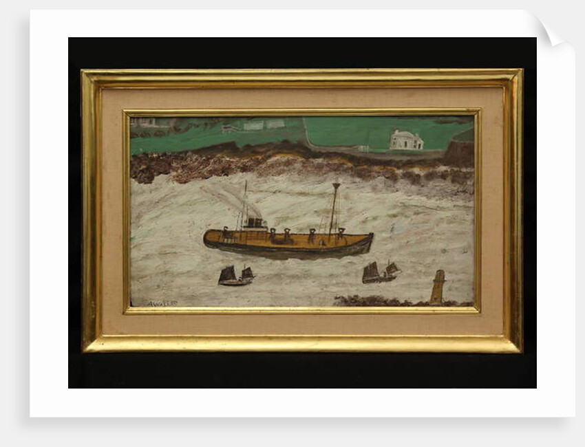 Three Boats between Lighthouse and Shore, c.1930 by Alfred Wallis