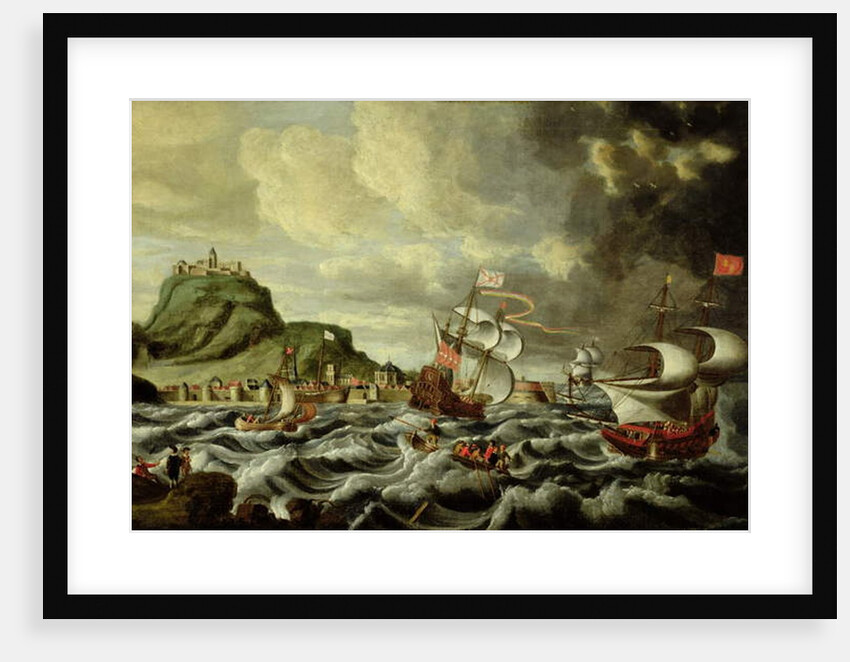 A Harbour Scene, possibly Genoa by Andries van Eertvelt