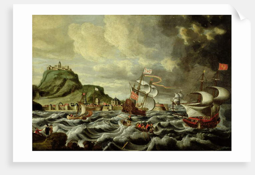 A Harbour Scene, possibly Genoa by Andries van Eertvelt