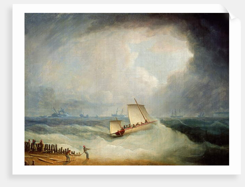 A Deal Lugger Going off to a Storm-bound Ship in the Downs, South Foreland by Thomas Buttersworth