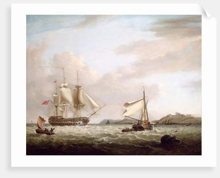 An English Man-of-War off Pendennnis Castle, Falmouth 1801 by George Webster