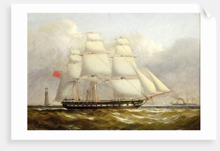 A Frigate off the Eddystone Lighthouse by Henry A. Luscombe