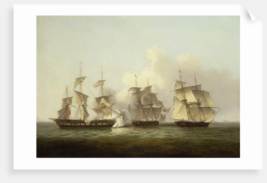 HMS Gore in Action With the French Brigs 'Palinure' and 'Pilade' by Thomas Luny