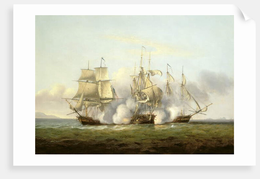HMS Gore in Action With the French Brigs 'Palinure' and 'Pilade' by Thomas Luny