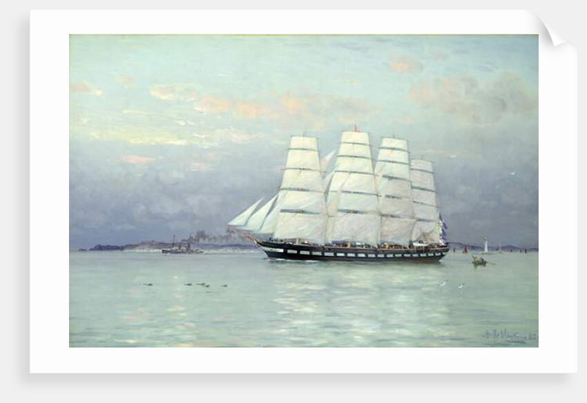 An Outward Bound Ship under Full Sail, 1882 by Eduardo de Martino