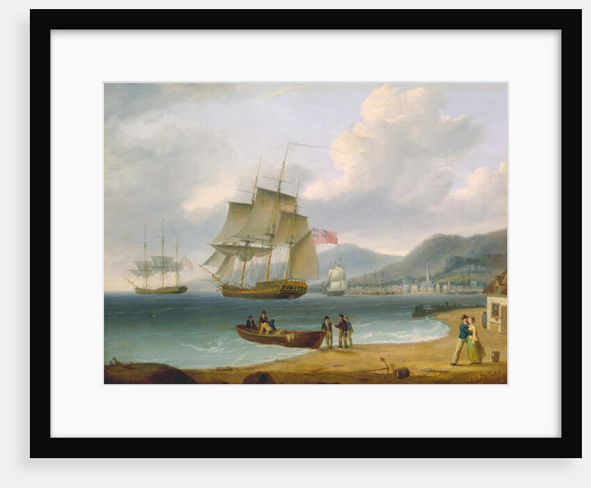 Merchant Ships Under Sail and at Anchor off a Town by William Anderson
