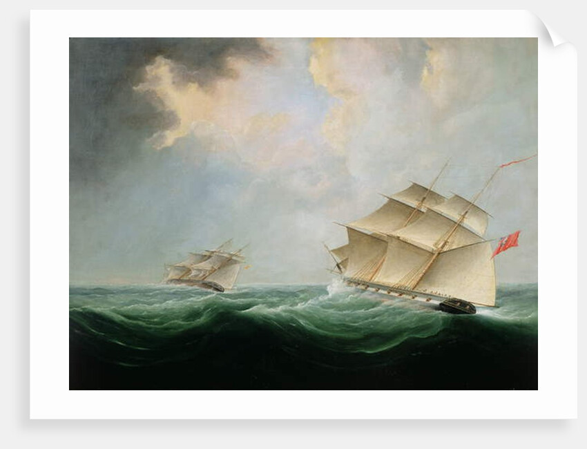 A Naval Brig Pursuing another Brig by Thomas Buttersworth
