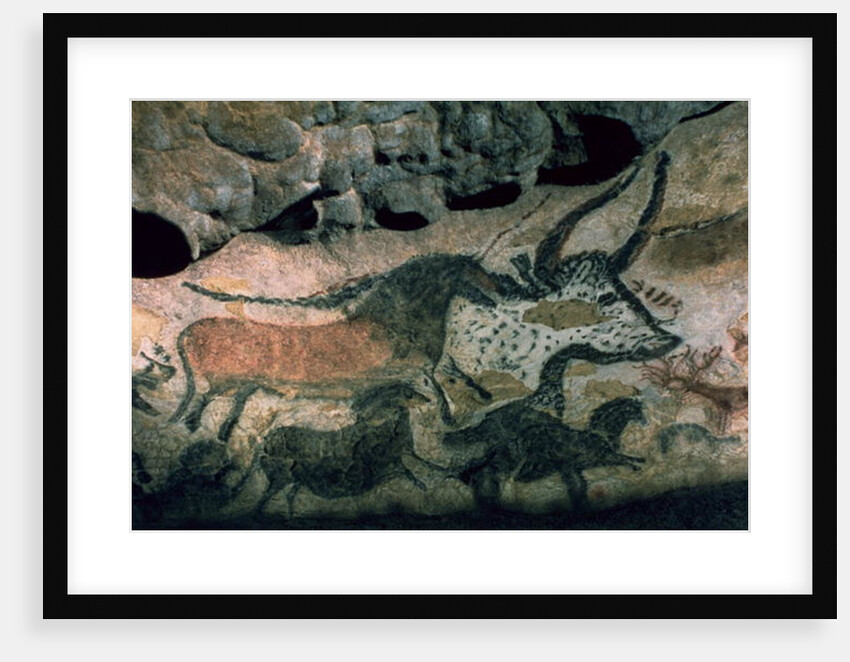 Rock painting of a bull and horses, c.17000 BC by Prehistoric Prehistoric