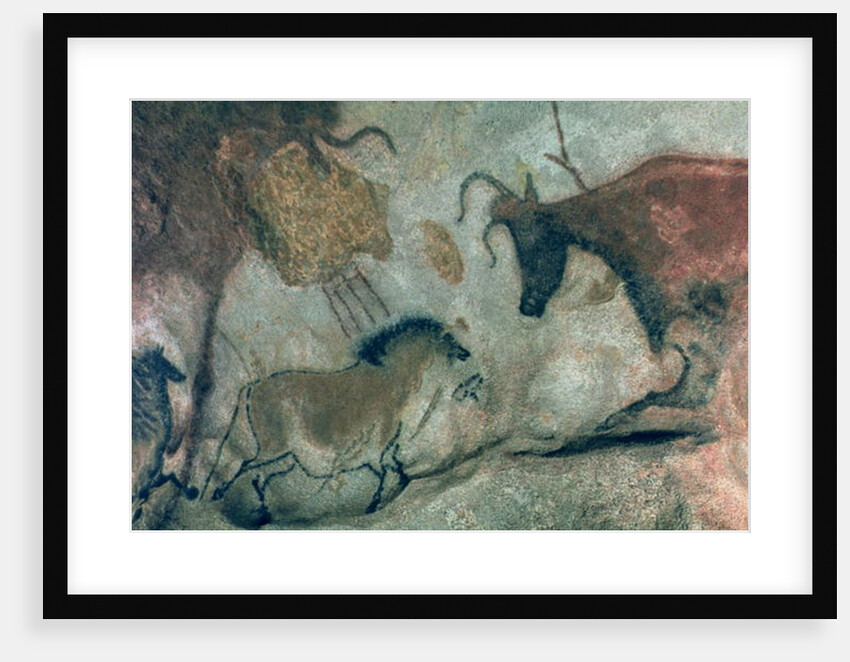 Rock painting showing a horse and a cow, c.17000 BC by Prehistoric Prehistoric