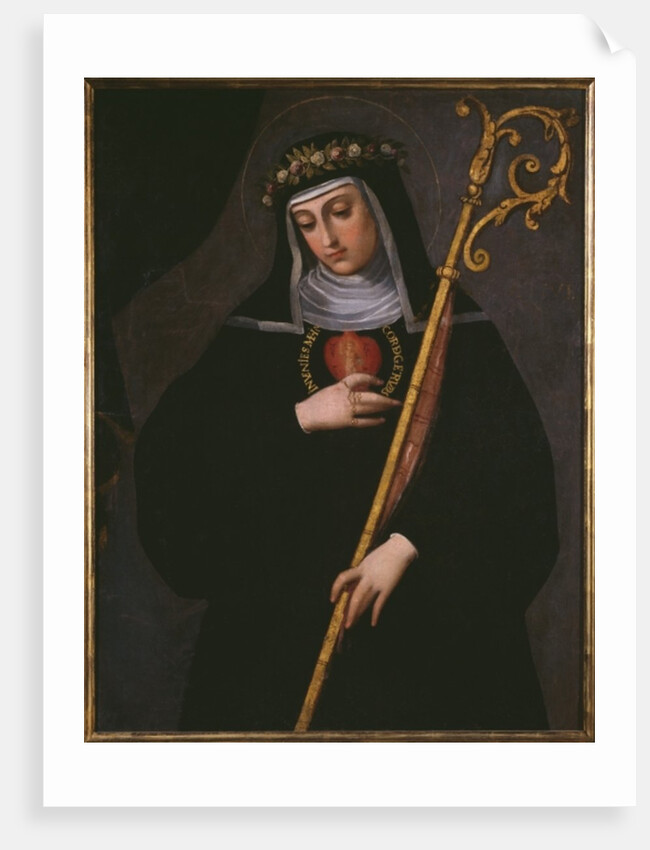 St. Gertrude the Great carrying the sacred heart of Jesus by Spanish School