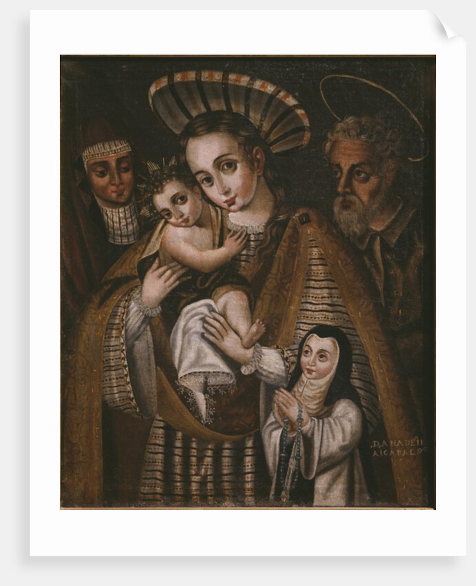 Ex voto, Holy Family with St. Anne and the nun of the Abbey, Ana de Ibaizabal by Spanish School