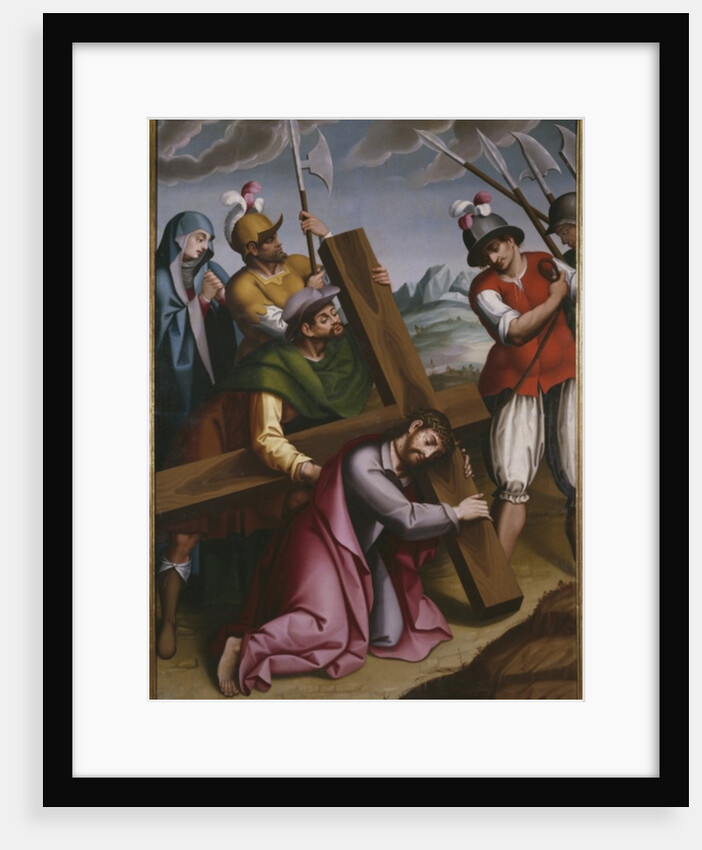 The Bearing of the Cross, Simon of Cyrene helps Jesus by Spanish School